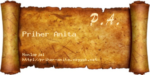 Priher Anita névjegykártya